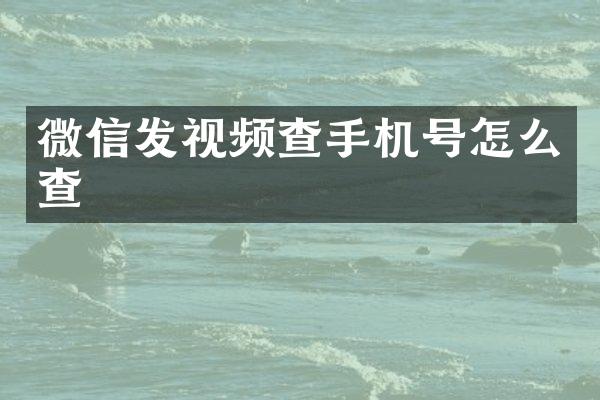 微信发视频查手机号怎么查