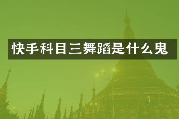快手科目三舞蹈是什么鬼