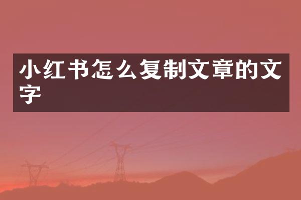 小红书怎么复制文章的文字