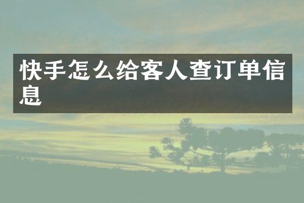 快手怎么给客人查订单信息