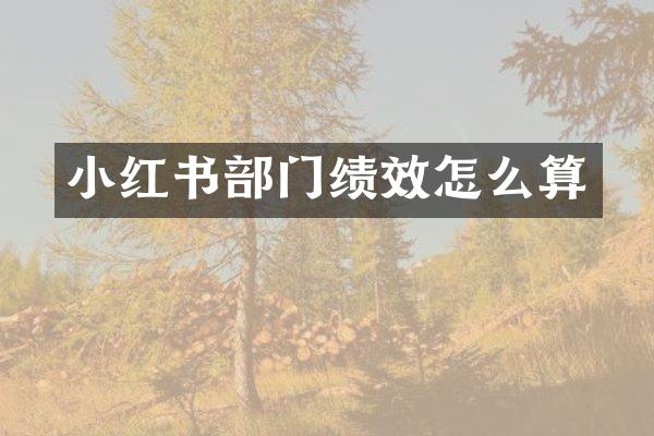 小红书部门绩效怎么算