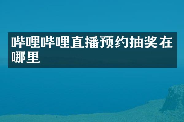 哔哩哔哩直播预约抽奖在哪里
