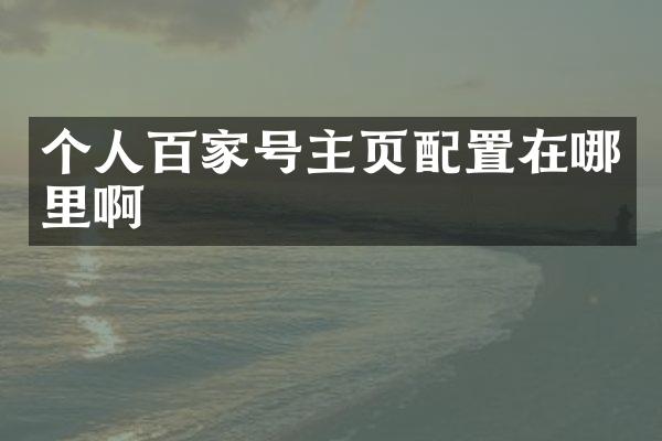 个人百家号主页配置在哪里啊