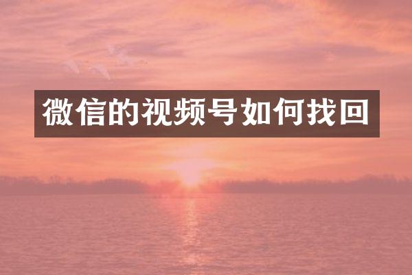 微信的视频号如何找回