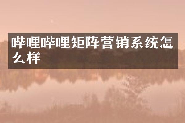 哔哩哔哩矩阵营销系统怎么样