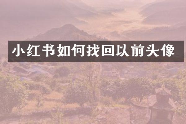 小红书如何找回以前头像