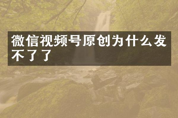 微信视频号原创为什么发不了了
