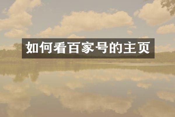 如何看百家号的主页