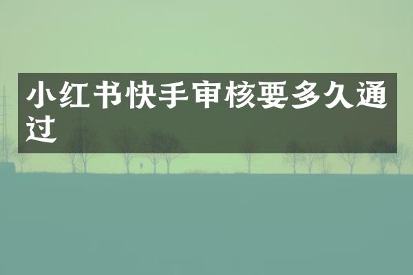 小红书快手审核要多久通过