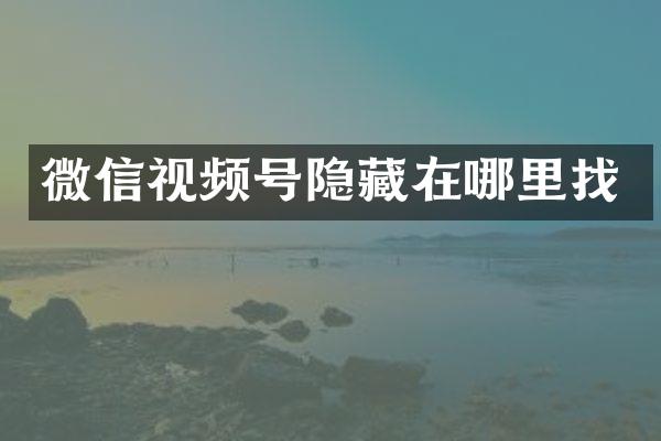 微信视频号隐藏在哪里找