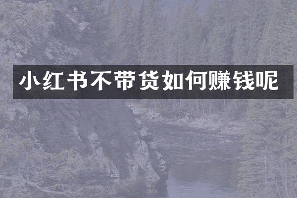 小红书不带货如何赚钱呢