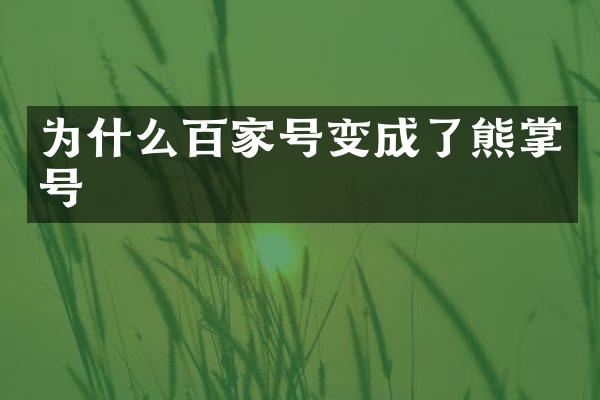 为什么百家号变成了熊掌号