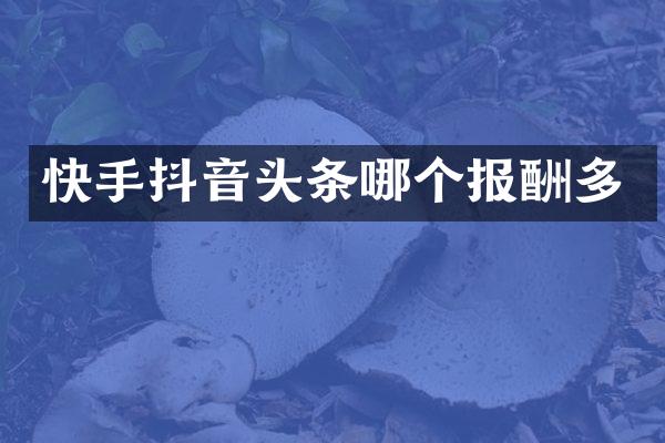 快手抖音头条哪个报酬多
