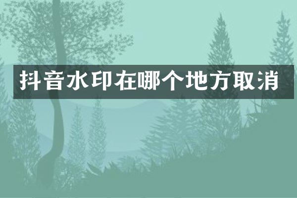 抖音水印在哪个地方取消