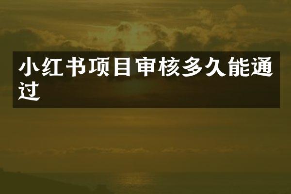 小红书项目审核多久能通过
