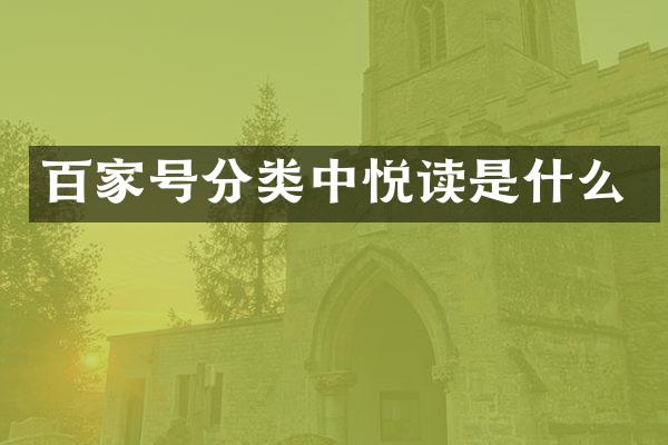 百家号分类中悦读是什么