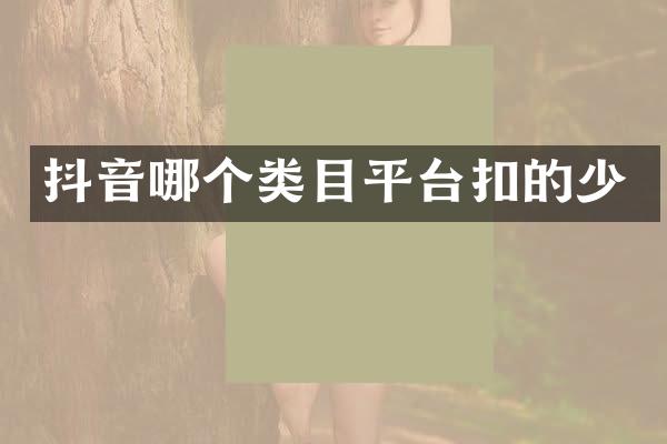 抖音哪个类目平台扣的少