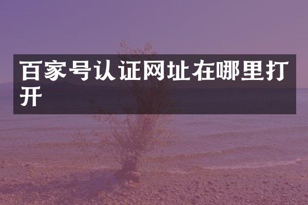 百家号认证网址在哪里打开