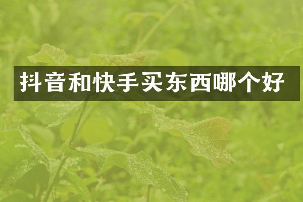 抖音和快手买东西哪个好