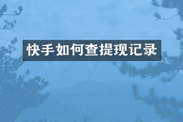 快手如何查提现记录