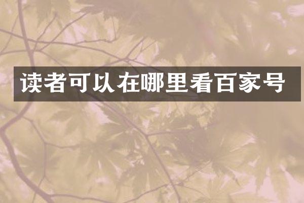 读者可以在哪里看百家号
