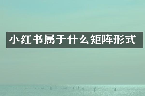小红书属于什么矩阵形式