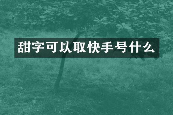 甜字可以取快手号什么