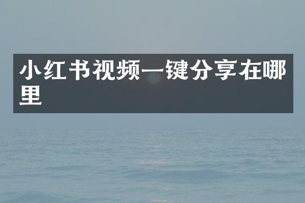 小红书视频一键分享在哪里