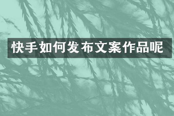快手如何发布文案作品呢