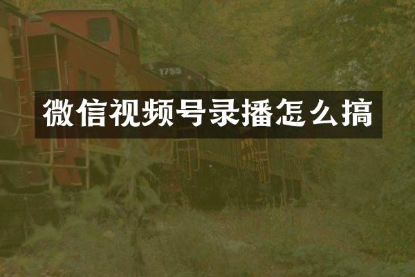 微信视频号录播怎么搞