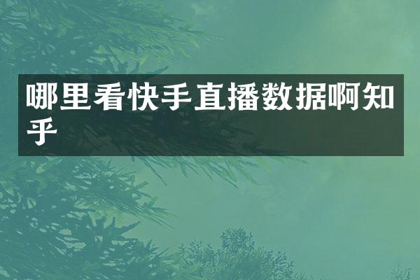 哪里看快手直播数据啊知乎