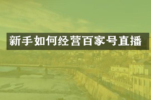 新手如何经营百家号直播
