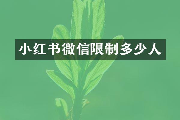 小红书微信限制多少人