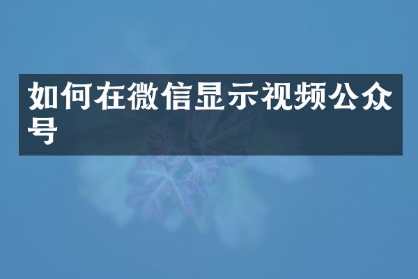 如何在微信显示视频公众号