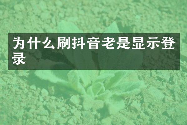 为什么刷抖音老是显示登录