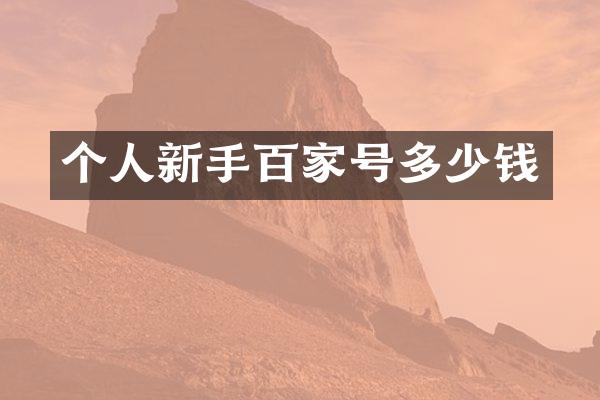个人新手百家号多少钱