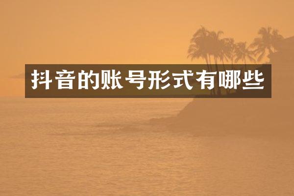 抖音的账号形式有哪些