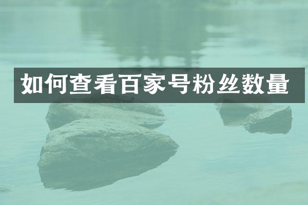 如何查看百家号粉丝数量