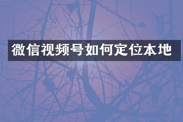 微信视频号如何定位本地