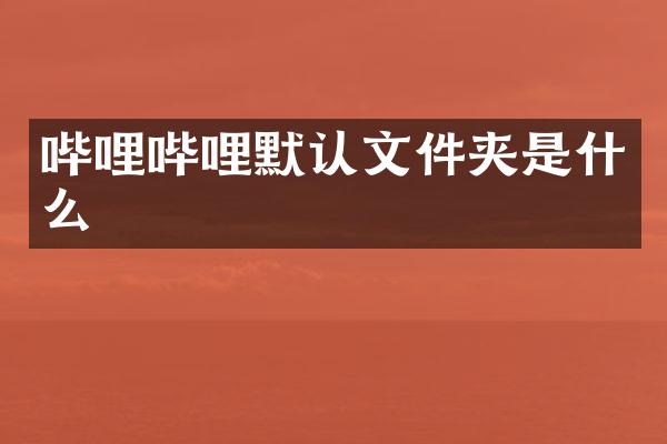 哔哩哔哩默认文件夹是什么
