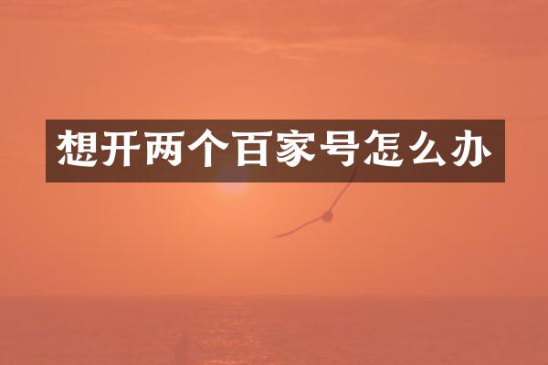 想开两个百家号怎么办