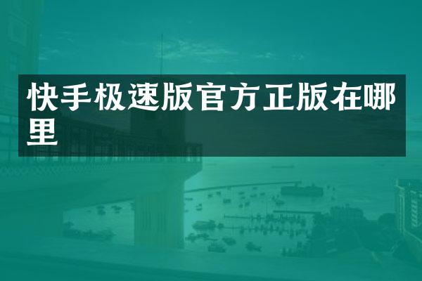 快手极速版官方正版在哪里