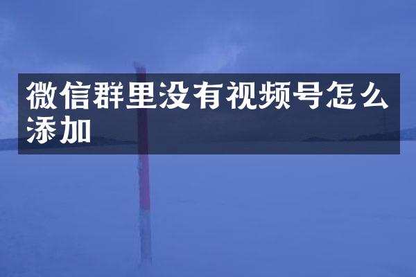 微信群里没有视频号怎么添加