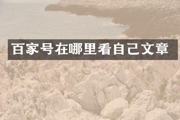 百家号在哪里看自己文章