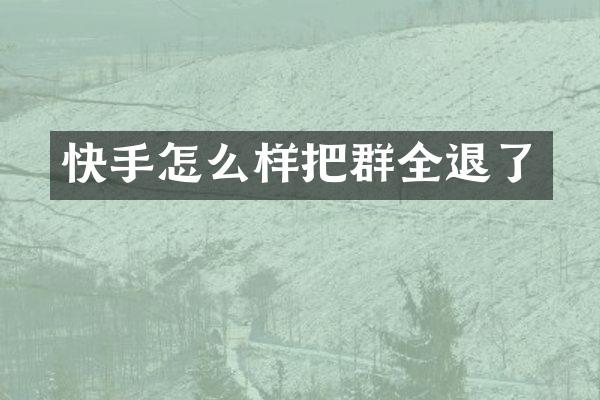 快手怎么样把群全退了
