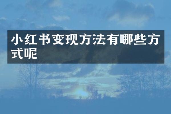 小红书变现方法有哪些方式呢