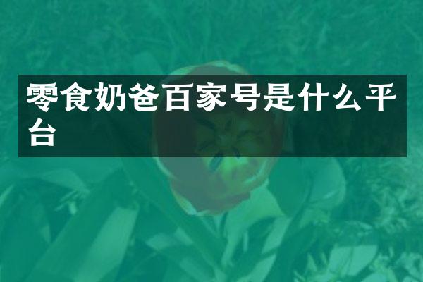 零食奶爸百家号是什么平台