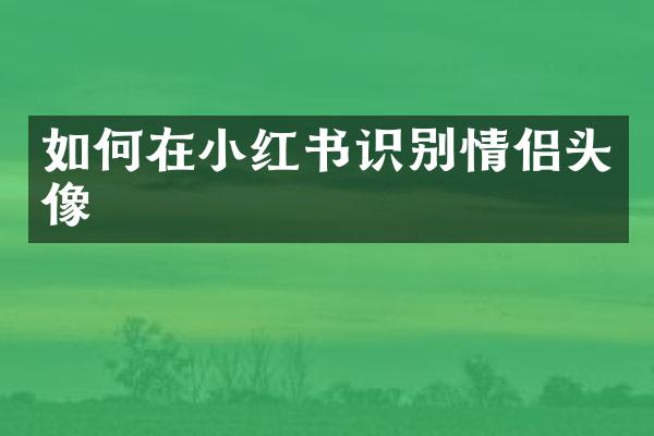 如何在小红书识别情侣头像