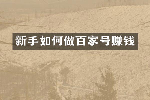 新手如何做百家号赚钱