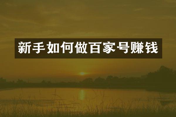新手如何做百家号赚钱